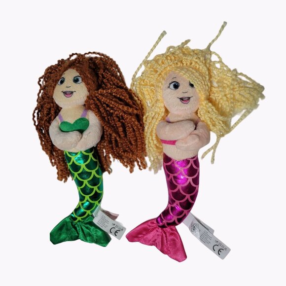 The Petting Zoo Mermaids 9 inch Plush Dolls Stuffed Animal Lot of 2 Toys - Picture 1 of 6